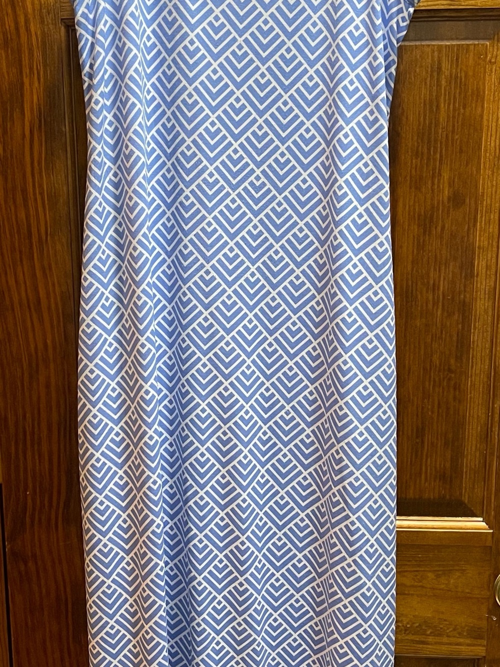 LuLaRoe Blue and White Geometric Maxi Dress
